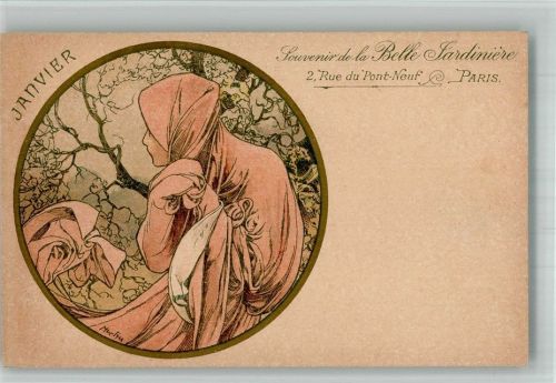 Paris Janvier , Souvenir de la Belle Jardiniere - mit Zudruck Mucha, A. BOAKC