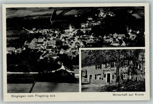 89155 W7904 Ringingen , Kr Ehingen, Donau - Fliegeraufnahme Gasthaus zur Krone
