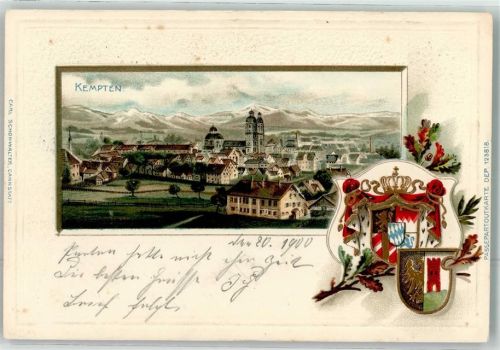 87435 W8960 Kempten Allgäu Prägedruck Wappen Basilika St. Lorenz Passepartout