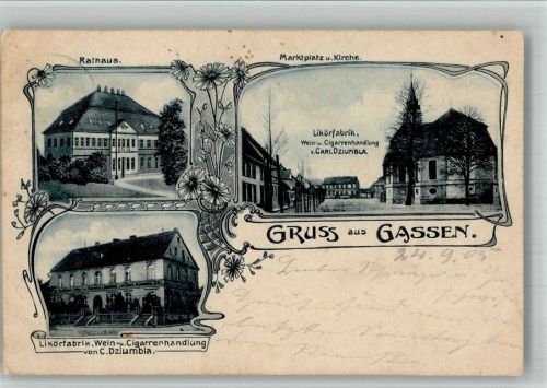 Gassen 1905 Likör- Fabrik und Handlung Rathaus Marktplatz