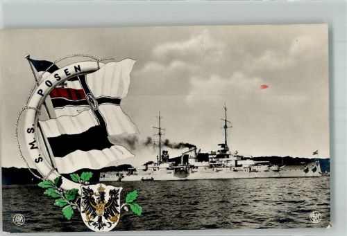 SMS Posen Fahnen Wappen Verlag Gebr. Lempe Serie 1241 Nr. 8