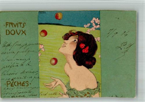 1904 Jugendstil Fruits Doux Peches Pfirsich