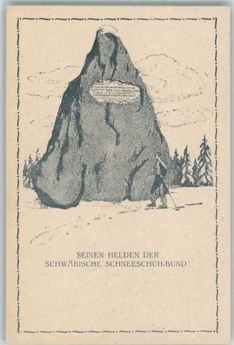 72270 W7292 Baiersbronn Künstlerkarte Bundesdenkstein a.d. Schliffkopf Schwäb. Schneeschuh-Bund