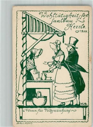 Augsburg 1904 Wohltätigkeitsfest 1904 Saalbau Herrle Verein für Volkserziehung siginiert Ort handschriftlich