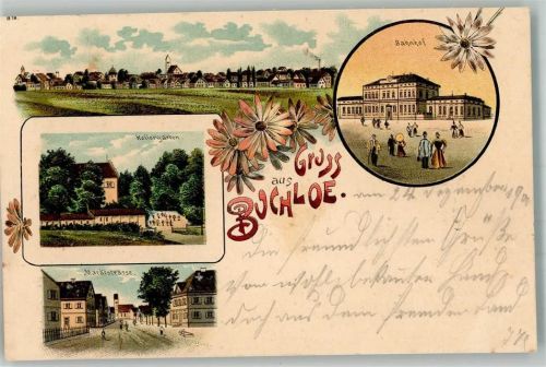 Buchloe 1900 Bahnhof Marktstraße Gasthaus Kellergarten
