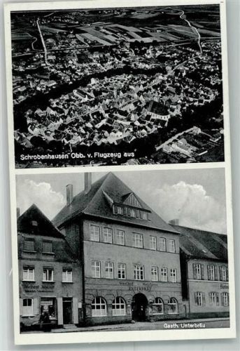 Schrobenhausen Fliegeraufnahme Gasthaus-Metzgerei zum Unterbräu