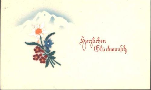 Mit echten Wollfäden bestickt 11 cm x 7 cm