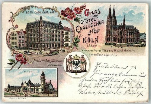 Köln Altstadt-Nord 103 1898 Hotel Englischer Hof Hauptbahnhof Dom Pferdestraßenbahn