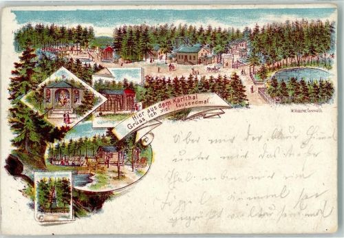 Sluknov Schluckenau 1899 Gebrauchsspuren Karlthal Lithographie