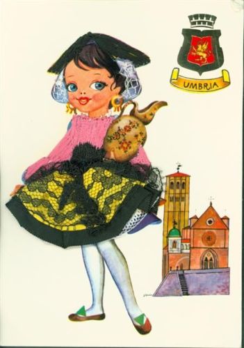 Assisi Umbrien Tracht echter Stoff echte Spitze und Stickerei
