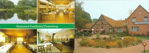 Bawinkel Gasthaus Forellenhof Duisenburg Innen-und Aussenansicht Klappkarte