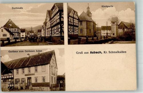 Asbach 1923 Dorfstraße Gasthaus zum goldenen Anker An der Kirche