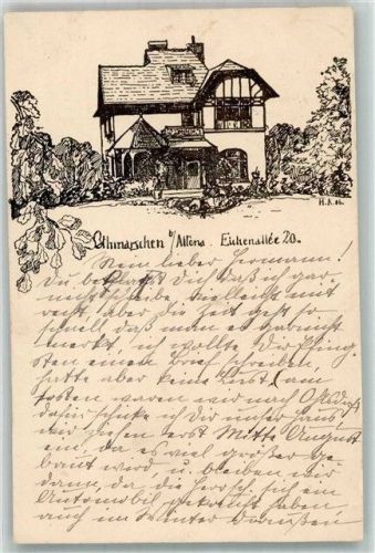 Othmarschen 1908 Villa Eichenallee 20 sign. H. A. Zeichnung