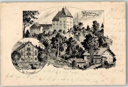 Freyung 1900 Kgl. Forstamt Schloss Wolfenstein sign. Scheibenhuber