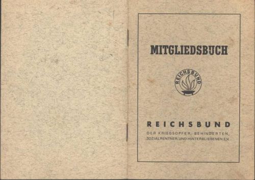 Kallenhardt Mitgliedsbuch Reichsbund der Kriegsopfer etc
