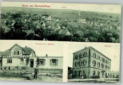 Oberschefflenz 1912 Bahnhof Gasthaus zum Bahnhof