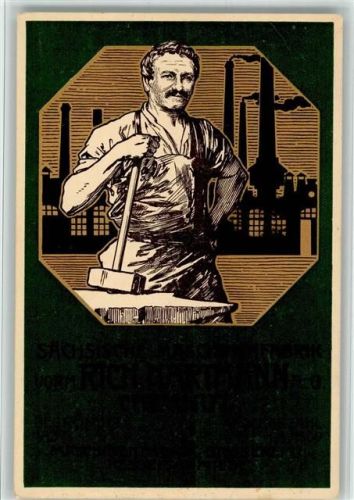 O9000 Chemnitz , Sachs Eisenbahn Schmied Metalarbeiter Plakative Kunst 1912 BOAKC