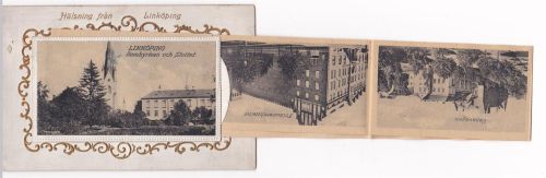 Linköping AK mit Leporello ausziehbarer Papierstreifen Domkyrkan och Slottet