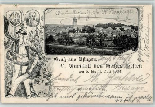 Usingen 31. Turnfest des Gaues Hessen Juli 1904 Gut Heil