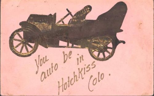 Autoapplikation montiert auf AK von 1908, leicht beschädigt