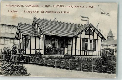 02826 O8900 Görlitz , Neiße Foto AK Niederschl. Gewerbe- und Industrie-Ausstellung 1905 1. Hauptgewinn Landhaus