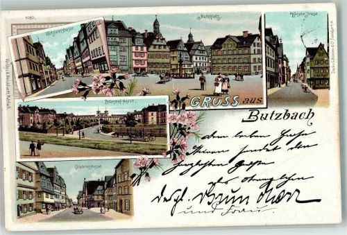 Butzbach 1897 Gefängnis Marktplatz Werzlarerstraße Weiseler Straße Bahnpost Kassel Zg. 82