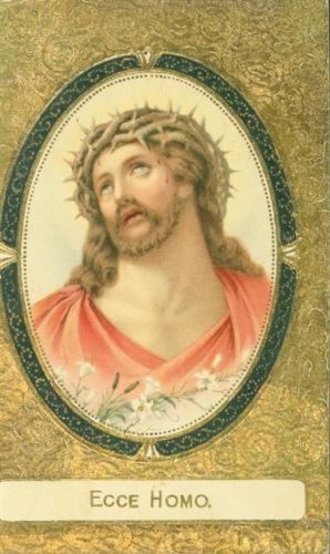 Ecce Homo Jesus Dornenkrone textilähnliche Auflage, Aufstellvorrichtung