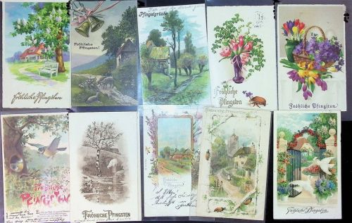 Lot mit 24 AK Pfingsten Posten 21 bis 100 AK