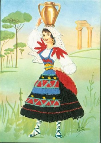 Tracht Italien Latium Lazio echte Stickerei