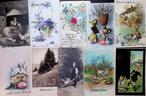 Lot mit 21 AK oft Gebrauchsspuren Ostern Posten 21 bis 100 AK