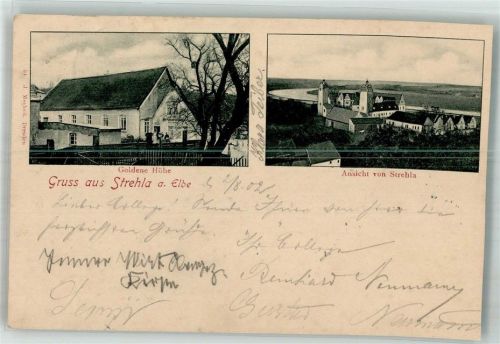Strehla 1902 Gasthaus Goldene Höhe Elbe