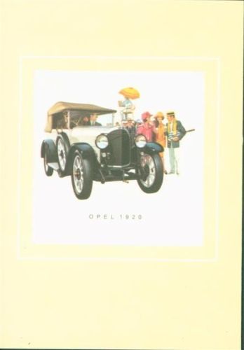 Rüsselsheim Opel Olympia 1920 Bild auf echter Seide gedruckt im Passepartout Rahmen Klappkarte