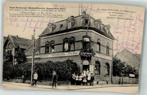 Gonsenheim Hotel -Gasthaus Waldschlößchen Fahne Strassenbahn