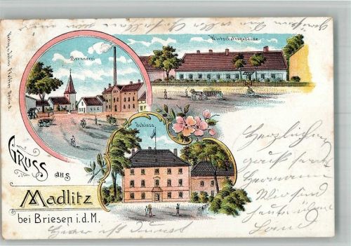 Madlitz-Wilmersdorf Lithographie Brennerei Schloss Wirtschaftsgebäude