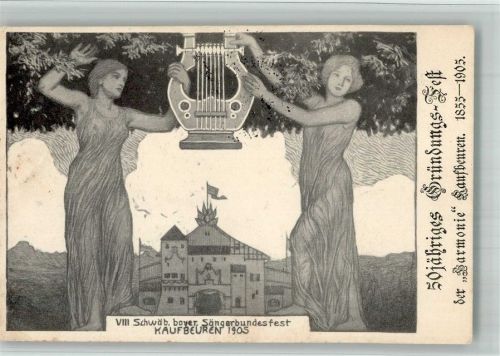 Kaufbeuren 1905 Jugendstil VIII Schwäb. Sängerbundesfest 50 jähr. Gründungsfest der Harmonie