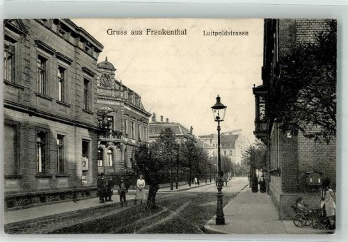 Frankenthal 1914 Luitpoldstraße Postbriefkasten Kinder-Leiterwagen