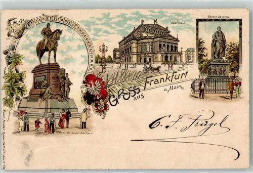 Frankfurt 1897 Kaiser Wilhelm Reiterdenkmal Opernhaus Goethe-Denkmal