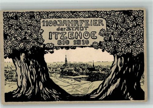 Itzehoe 1910 Lithographie 1100 Jahrfeier der Stadt Itzehoe 1910 Eichen sign. Butmann