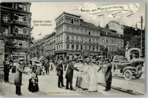 Berlin Mitte 1911 Margeritentag Unter den Linden