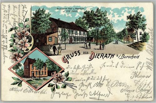 Burscheid 1902 Lithographie Dierath Gasthaus Otto Busch Schule