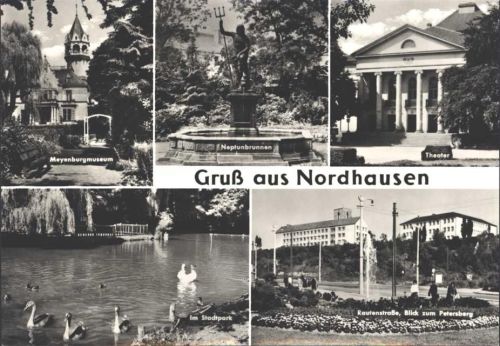 Nordhausen 1974 Neptunbrunnen Theater, KEINE AK, ca. 21x14,5 cm