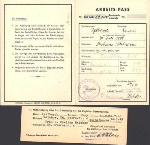 Verden Arbeitspaß von 1950