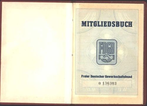 Mitgliedsbuch des Freien Deutschen Gewerkschaftsbund 1950