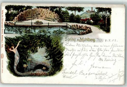 Mühlberg 1902 Mermaid Sagen Spring zu Mühlberg Karstquelle AK