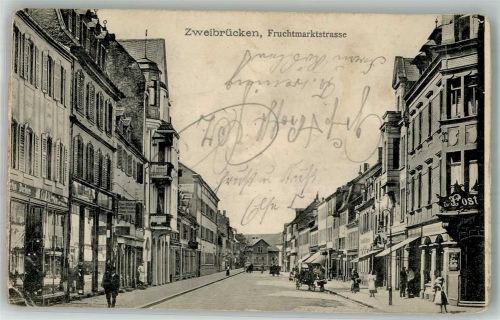Zweibrücken 1911 Fruchtmarktstrasse Gasthaus zur Post