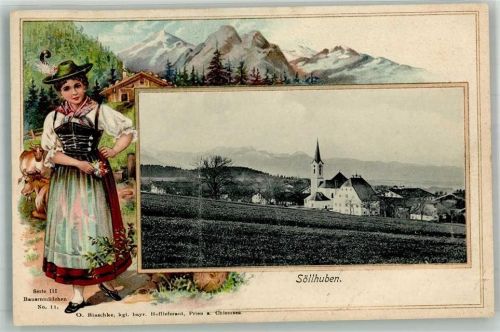 Söllhuben 1905 Tracht Bauernmädchen Almhütte Kirche St. Rupert Serie III Nr. 10