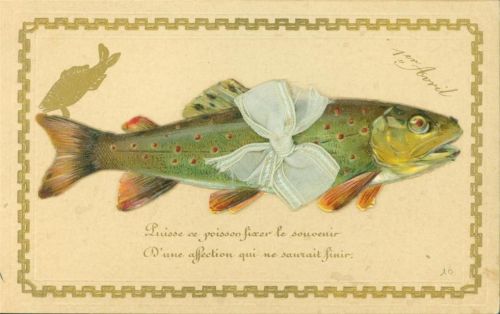 Fisch Oblate Schleife aus echtem Stoff