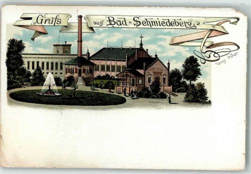 06905 O4603 Bad Schmiedeberg Gebrauchsspuren Lithographie Städtisches Eisen-Moorbad
