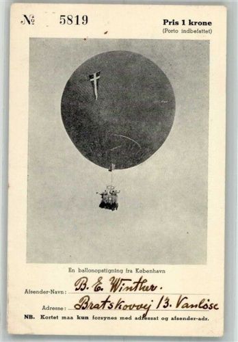 1948 En ballonopstigning fra Kobenhavn 1948 Klokken 19.30 Beforderet