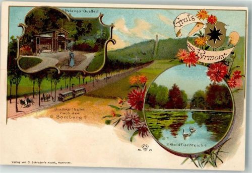 Bad Pyrmont Helenen-Quelle Drahtseilbahn a. d. Bomberg Goldfischteich